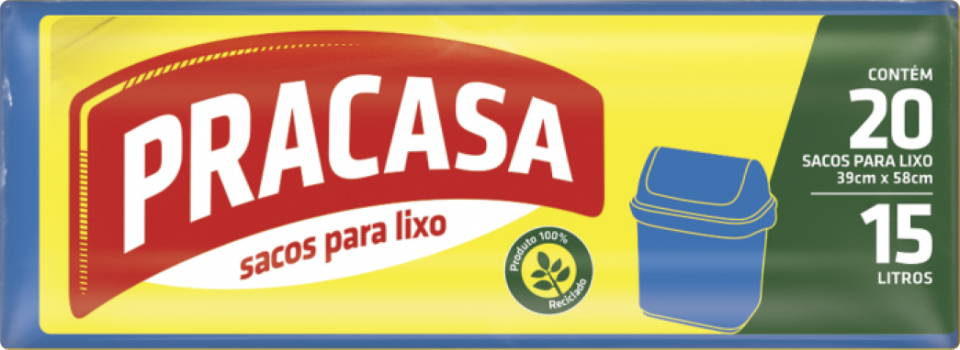 PRACASA - Sacos para Lixo 15 litros com 20 Sacos | Fardo com 25 rolos Cód. EAN 7896167700289 