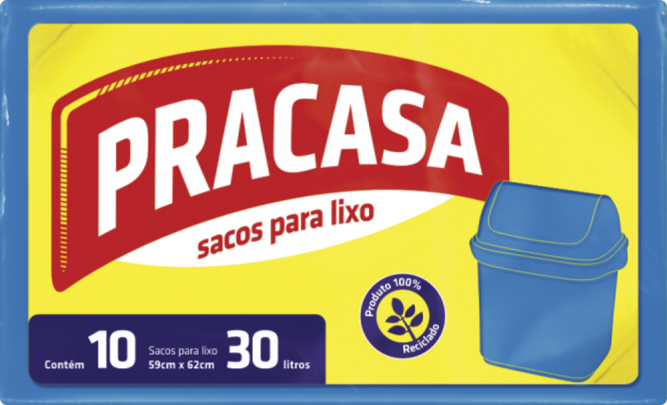 PRACASA - Sacos para Lixo 30 litros com 10 Sacos | Fardo com 25 pacote Cód. EAN 7896167700081 